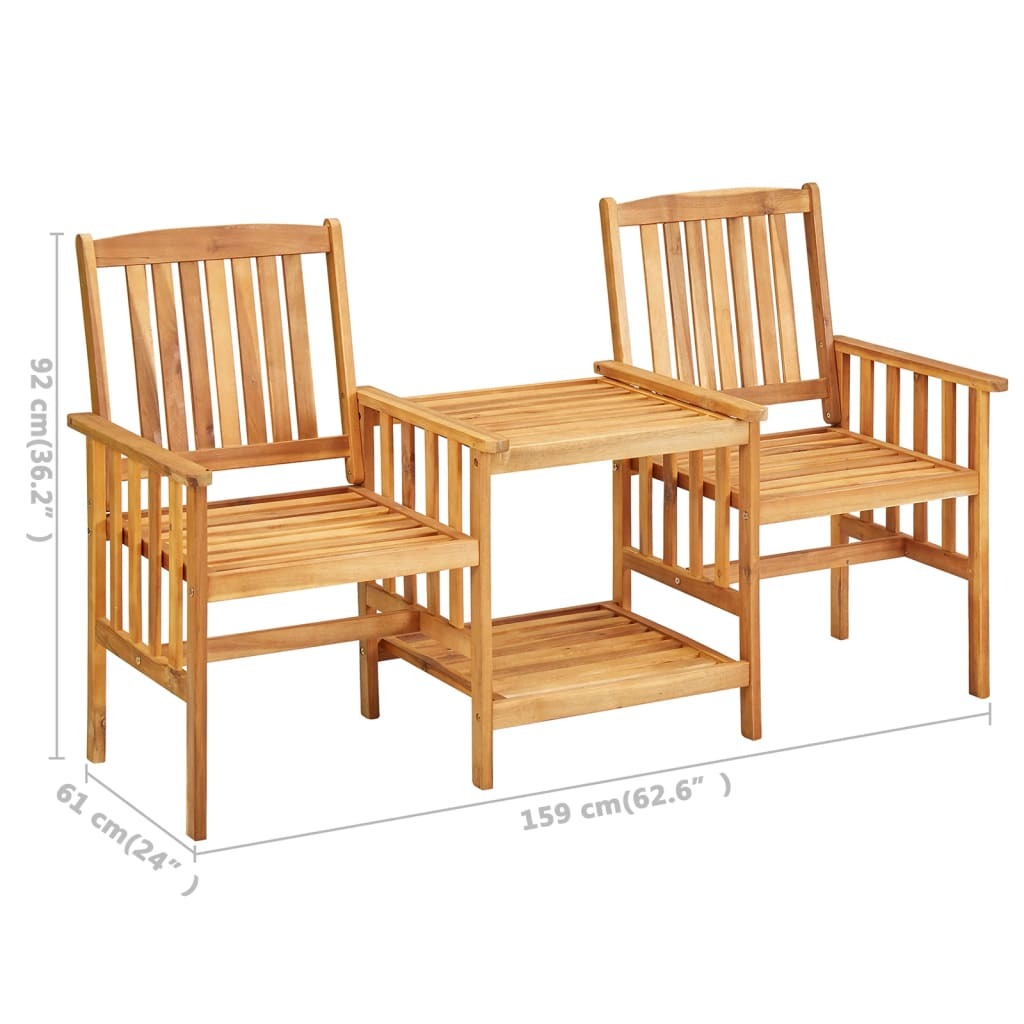 American Smart outdoor furniture set featuring solid acacia wood patio chairs, tea table, and cushions for outdoor relaxation.
