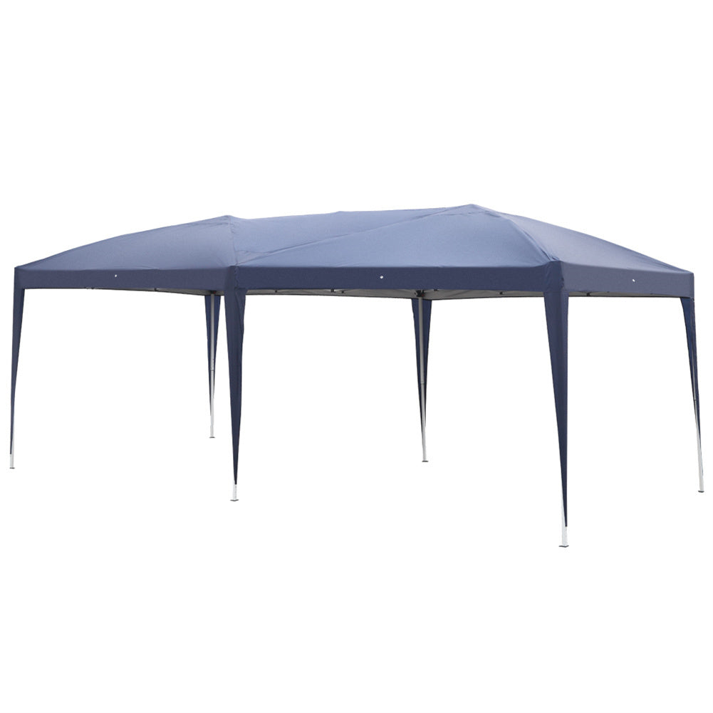 Blue US Outdoor Folding Tent by American Smart, 3x6m waterproof sun shelter with adjustable height for camping.