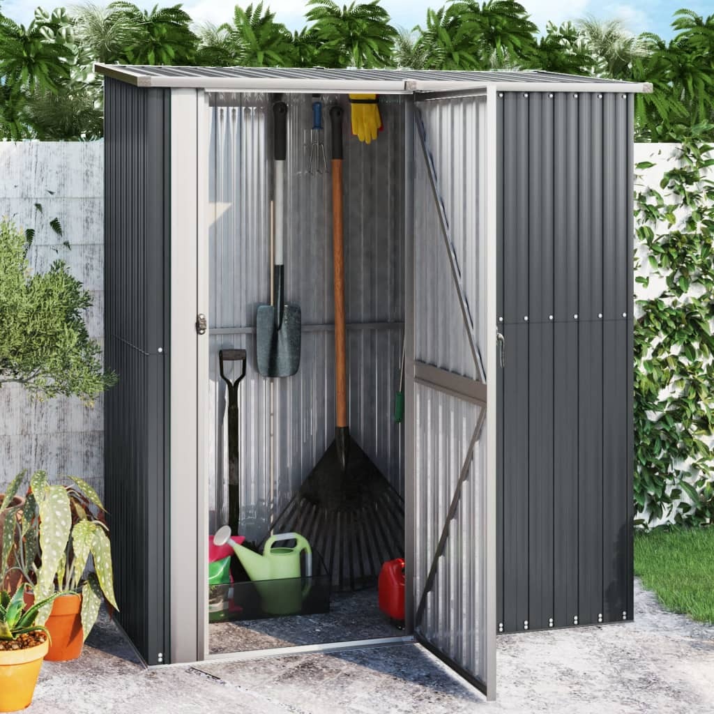 Anthracite galvanized steel garden shed from American Smart WB, outdoor storage with dimensions 71.1"x38.2"x82.5".