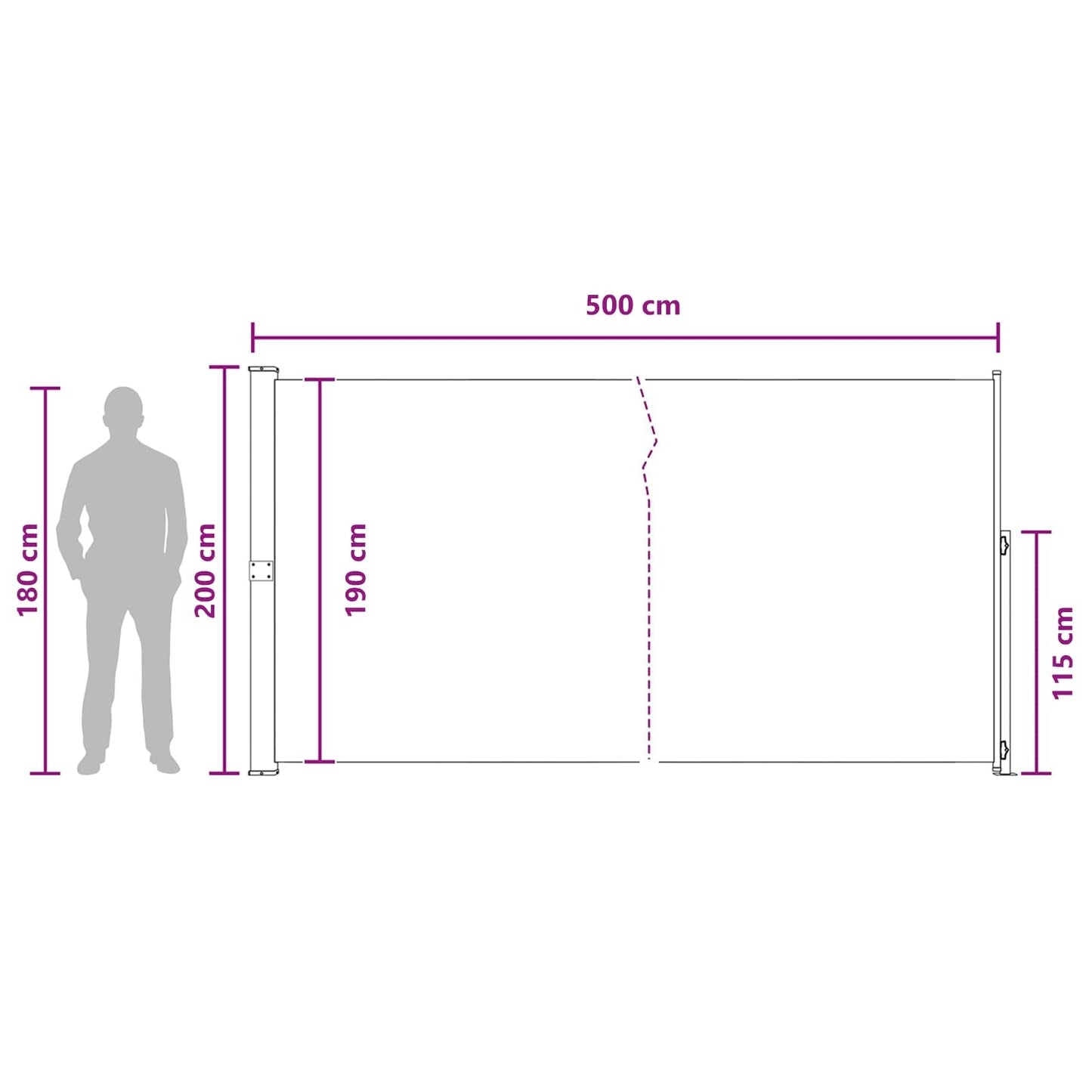 American Smart WB retractable side awning, rectangular 78.74 x 196.85 inches, outdoor living shade for patios and decks