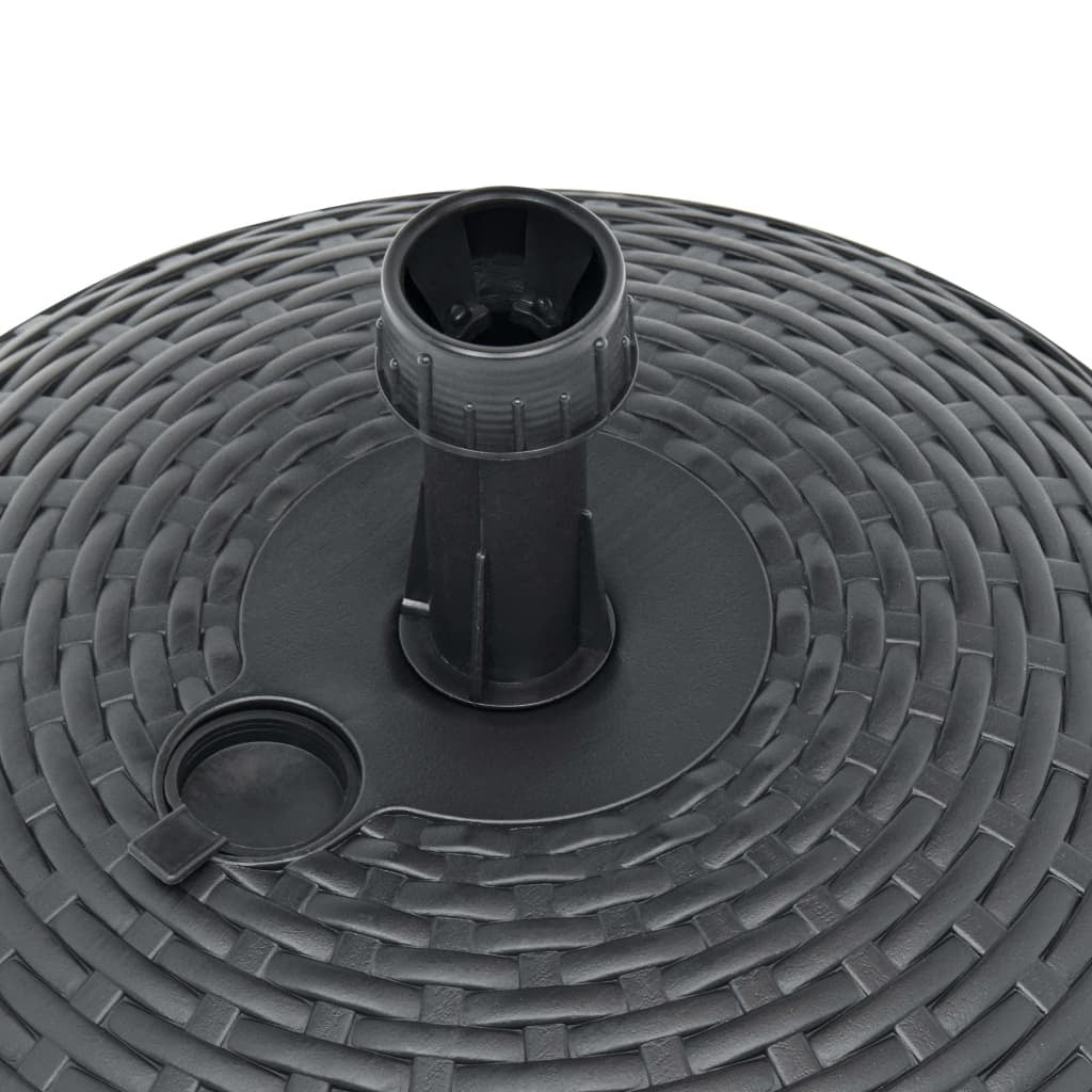 American Smart WB outdoor umbrella base filled with sand and water, 5.3 gallons, anthracite plastic rattan design.
