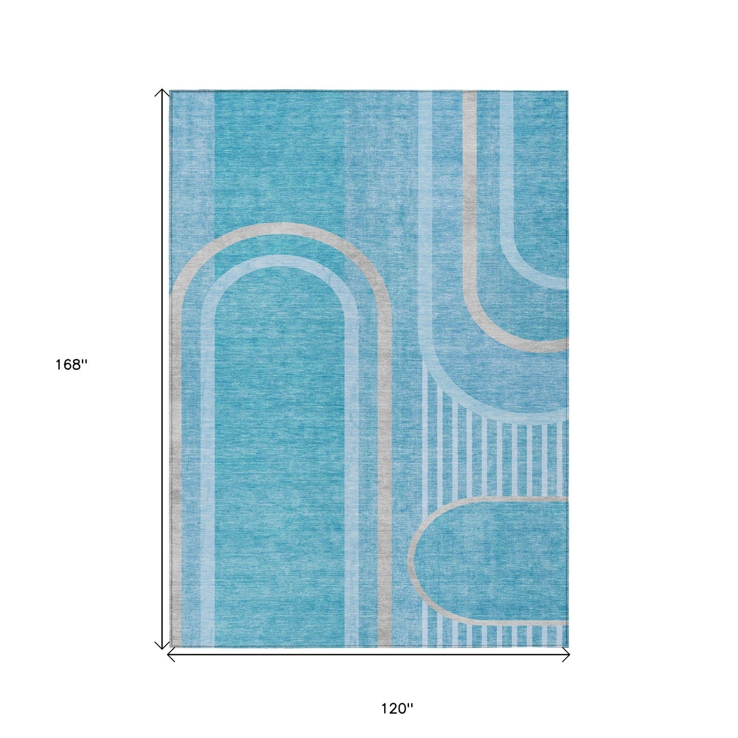 American Smart teal 10x14 outdoor area rug with abstract wash design, suitable for indoor and outdoor use.