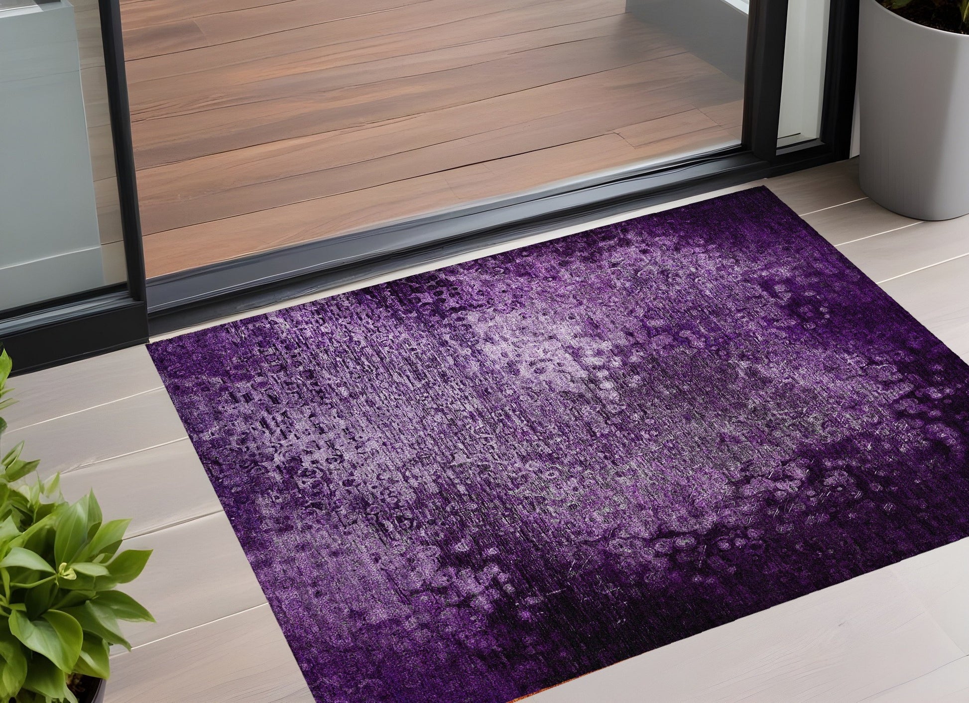 Purple washable outdoor area rug by American Smart, 2x3 feet, non-skid indoor outdoor rug with textured surface.