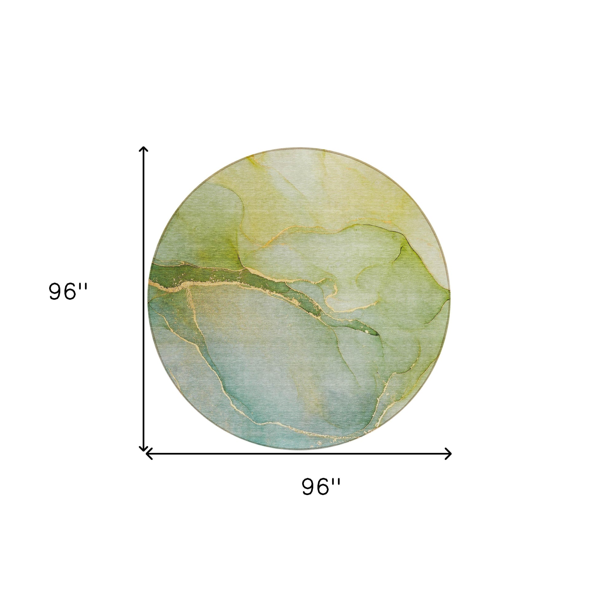 8' Round Green Round Abstract Washable Non Skid Indoor Outdoor Area Rug - American Smart