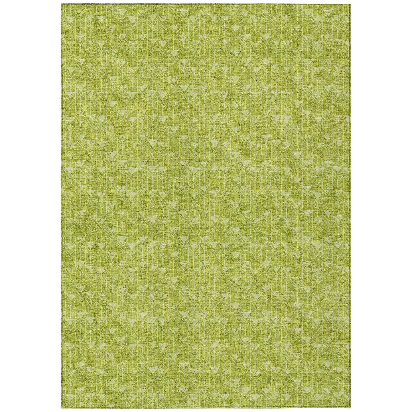 9' X 12' Moss Green Geometric Washable Non Skid Indoor Outdoor Area Rug - American Smart