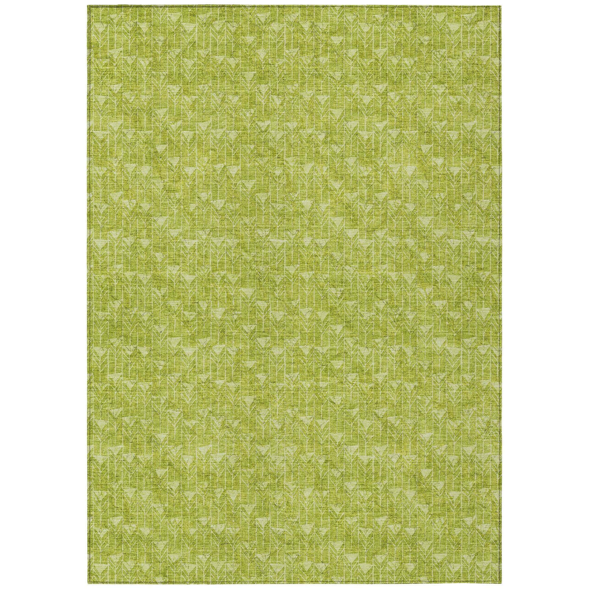 9' X 12' Moss Green Geometric Washable Non Skid Indoor Outdoor Area Rug - American Smart