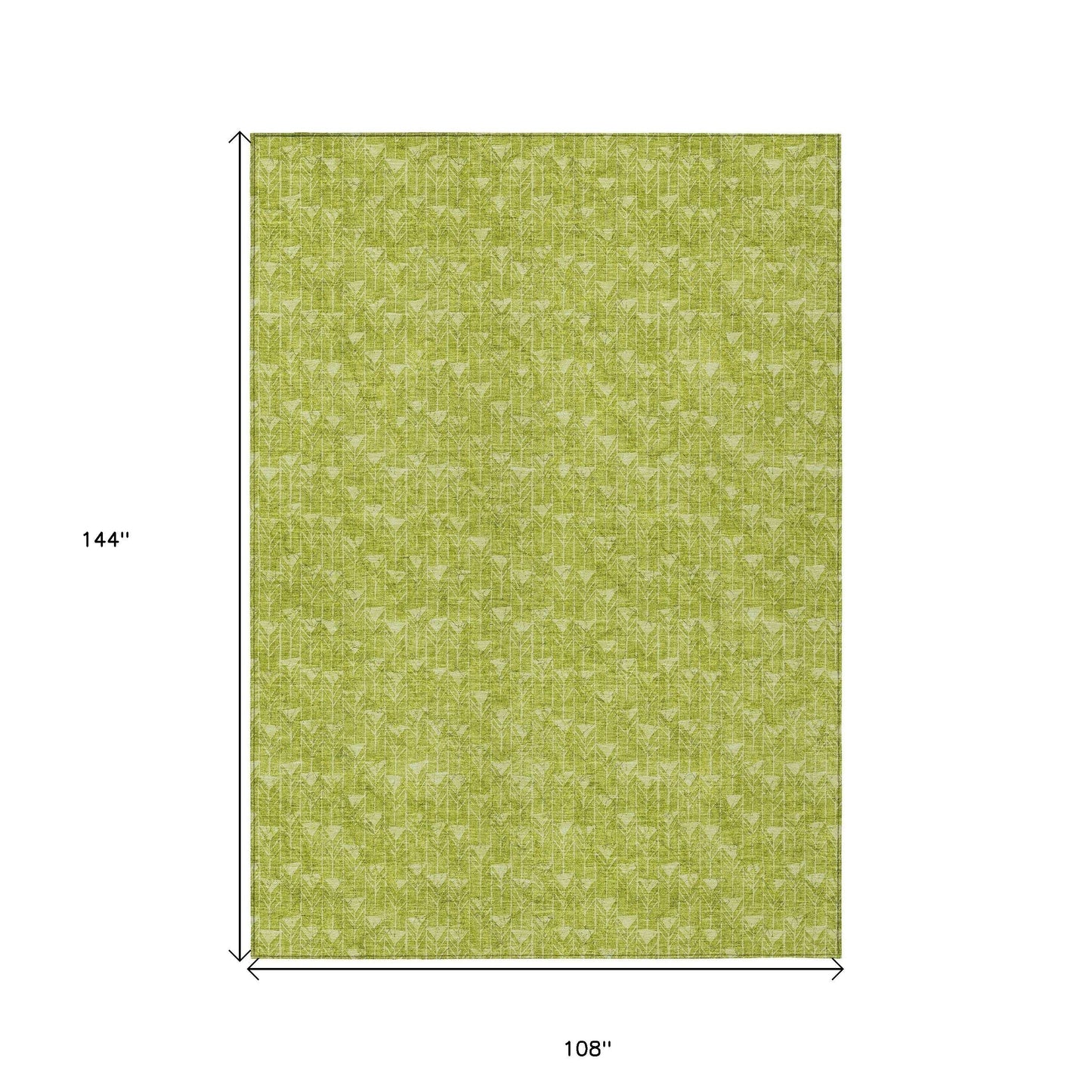 9' X 12' Moss Green Geometric Washable Non Skid Indoor Outdoor Area Rug - American Smart