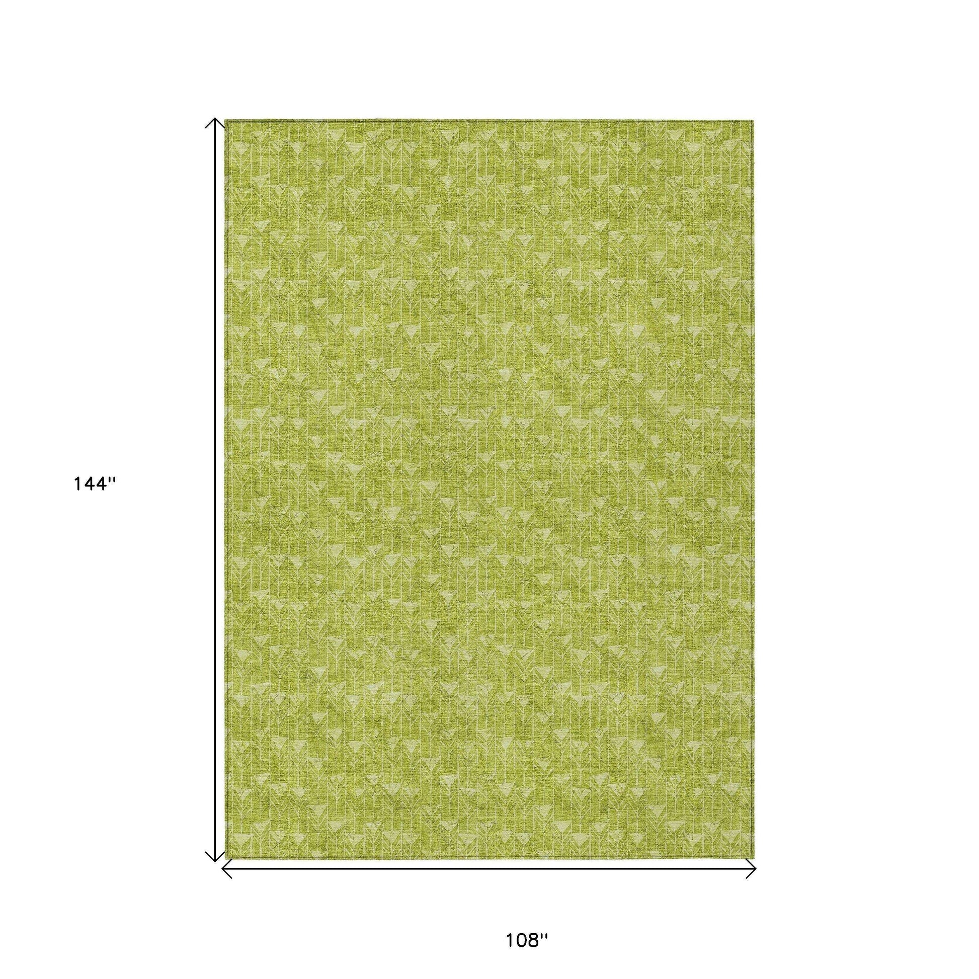 9' X 12' Moss Green Geometric Washable Non Skid Indoor Outdoor Area Rug - American Smart