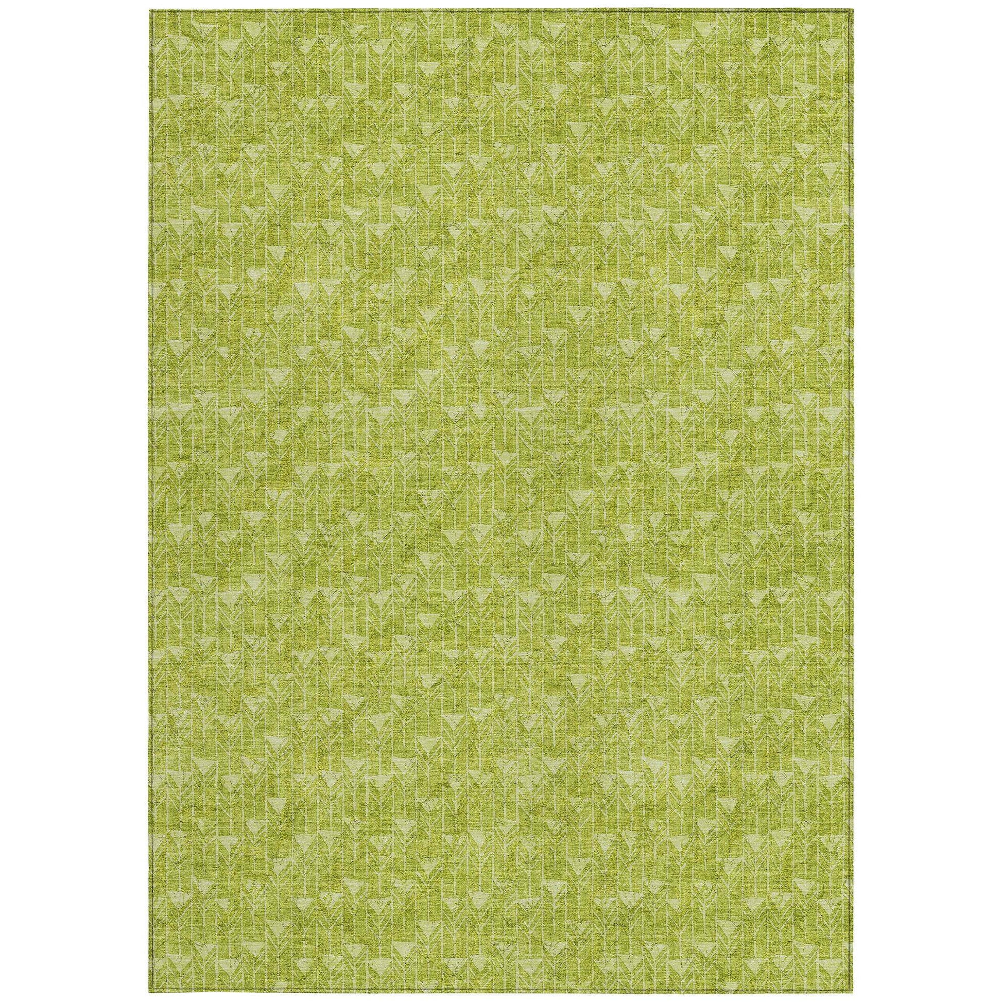 9' X 12' Moss Green Geometric Washable Non Skid Indoor Outdoor Area Rug - American Smart