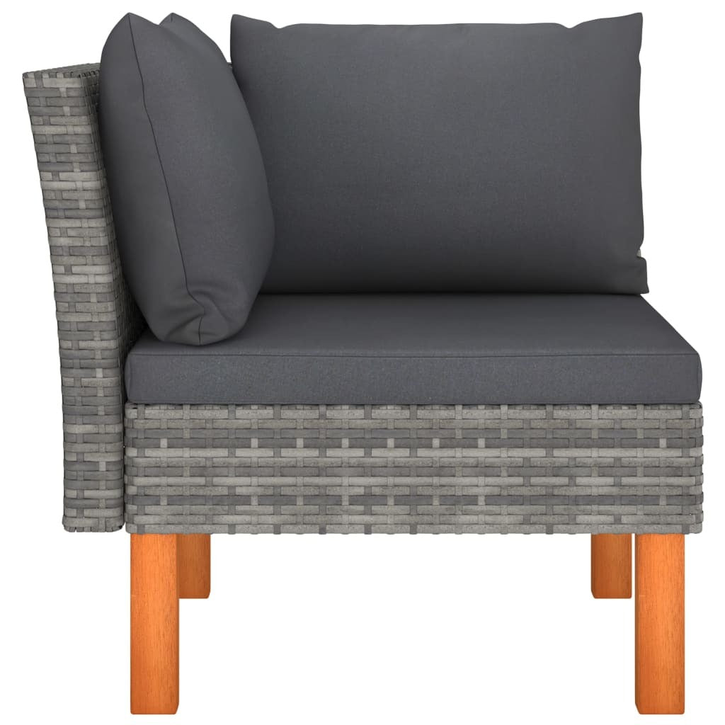 Outdoor patio lounge set with poly rattan and solid eucalyptus wood from American Smart, includes three comfortable seating pieces