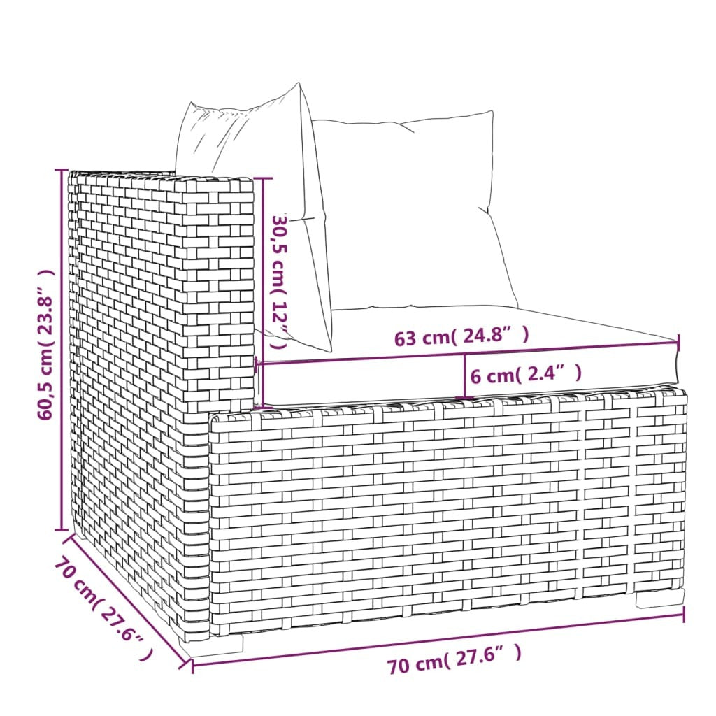 Black poly rattan 3-piece patio lounge set with cushions from American Smart WB, ideal for outdoor seating and relaxation.