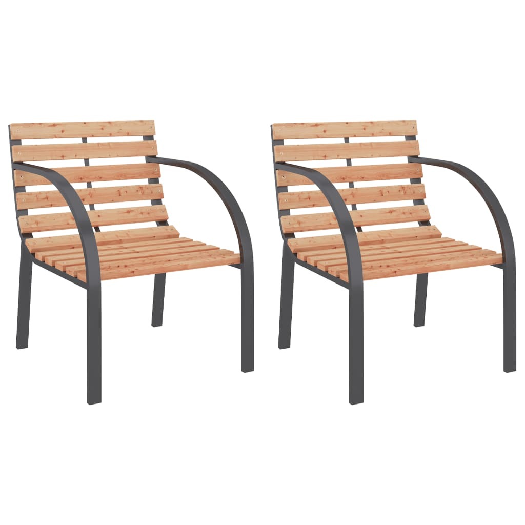 Pair of American Smart outdoor wood patio chairs for seating, featuring a classic design and sturdy construction.