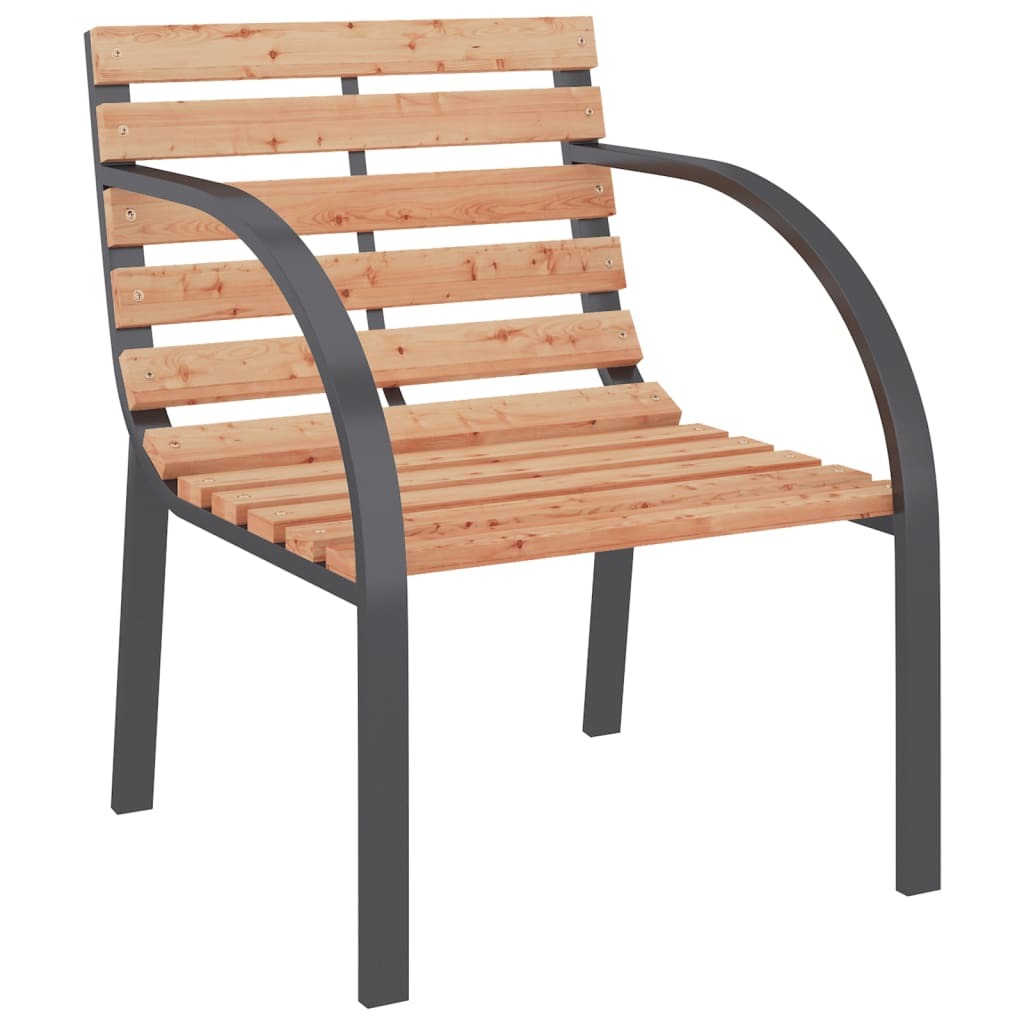 Two wooden outdoor patio chairs from American Smart WB with slatted seats and armrests, perfect for outdoor seating areas.