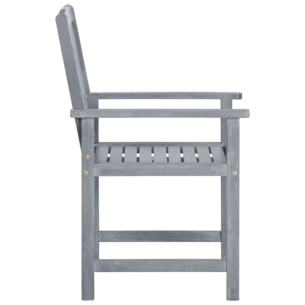 Set of 8 solid acacia wood patio chairs in gray for outdoor seating, featuring sturdy construction and modern design.