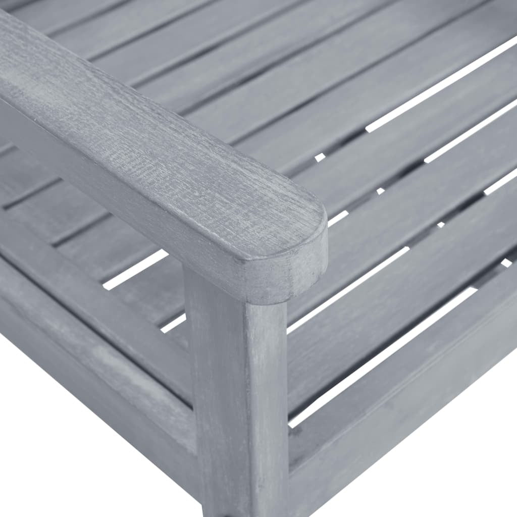 Set of 8 gray outdoor patio chairs made of solid acacia wood by American Smart, perfect for outdoor seating and dining.