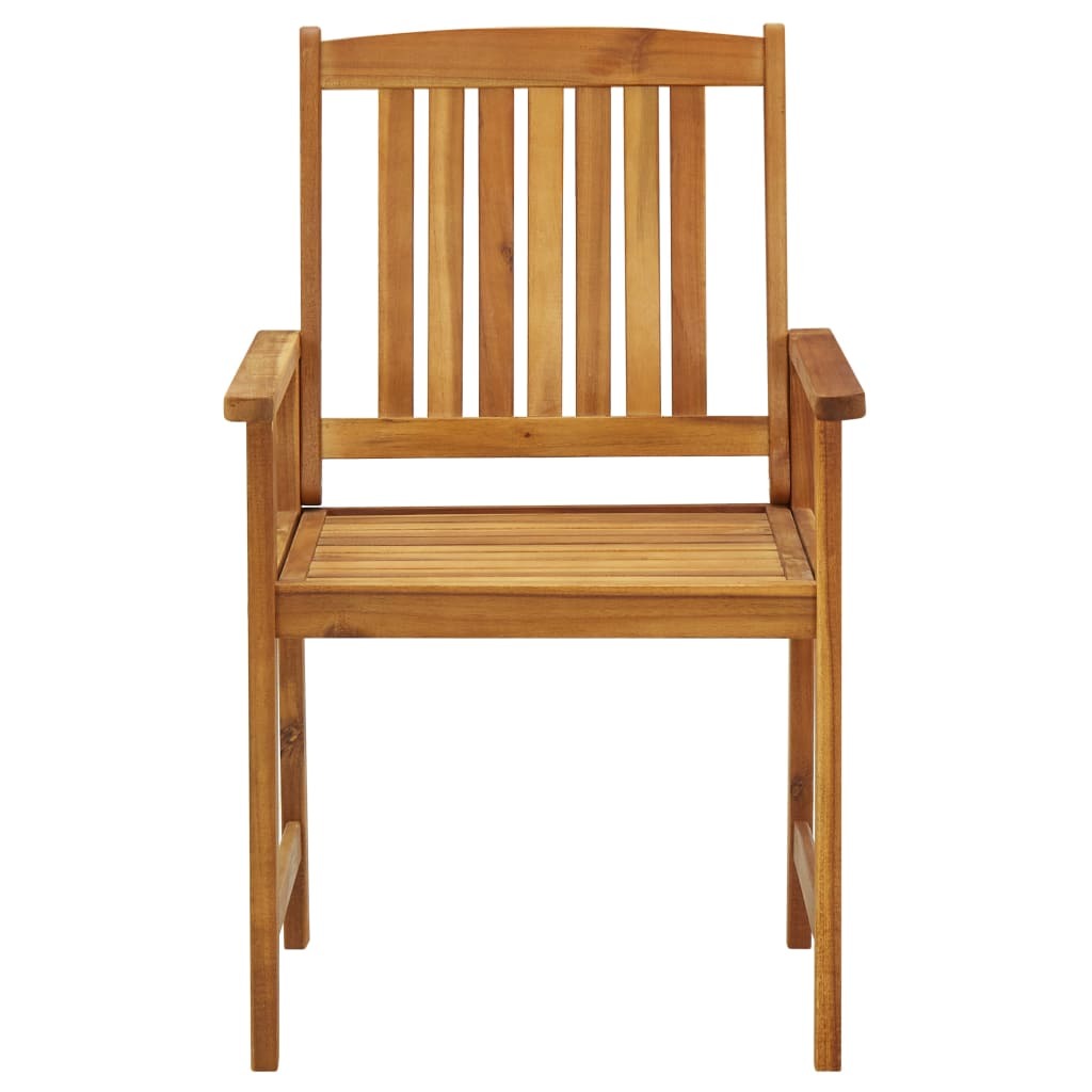 Pair of outdoor patio chairs with cushions made of solid acacia wood from American Smart, perfect for outdoor seating.