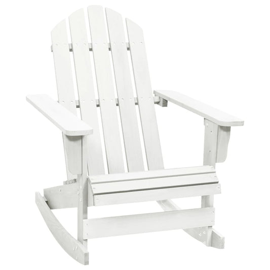 White wooden outdoor patio rocking chair by American Smart, showcasing a classic design with smooth rocking motion.