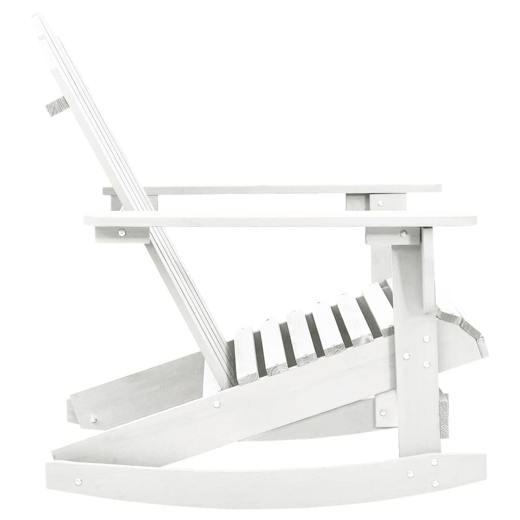 White wooden patio rocking chair by American Smart, outdoor seating with a classic design and smooth rocking motion.