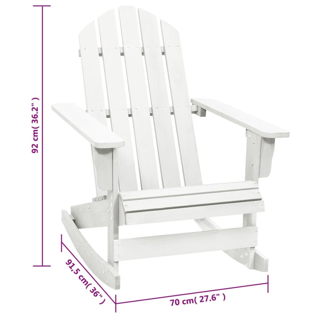 White wooden patio rocking chair for outdoor seating by American Smart – WB, showing a cozy, classic design perfect for outdoor relaxation.