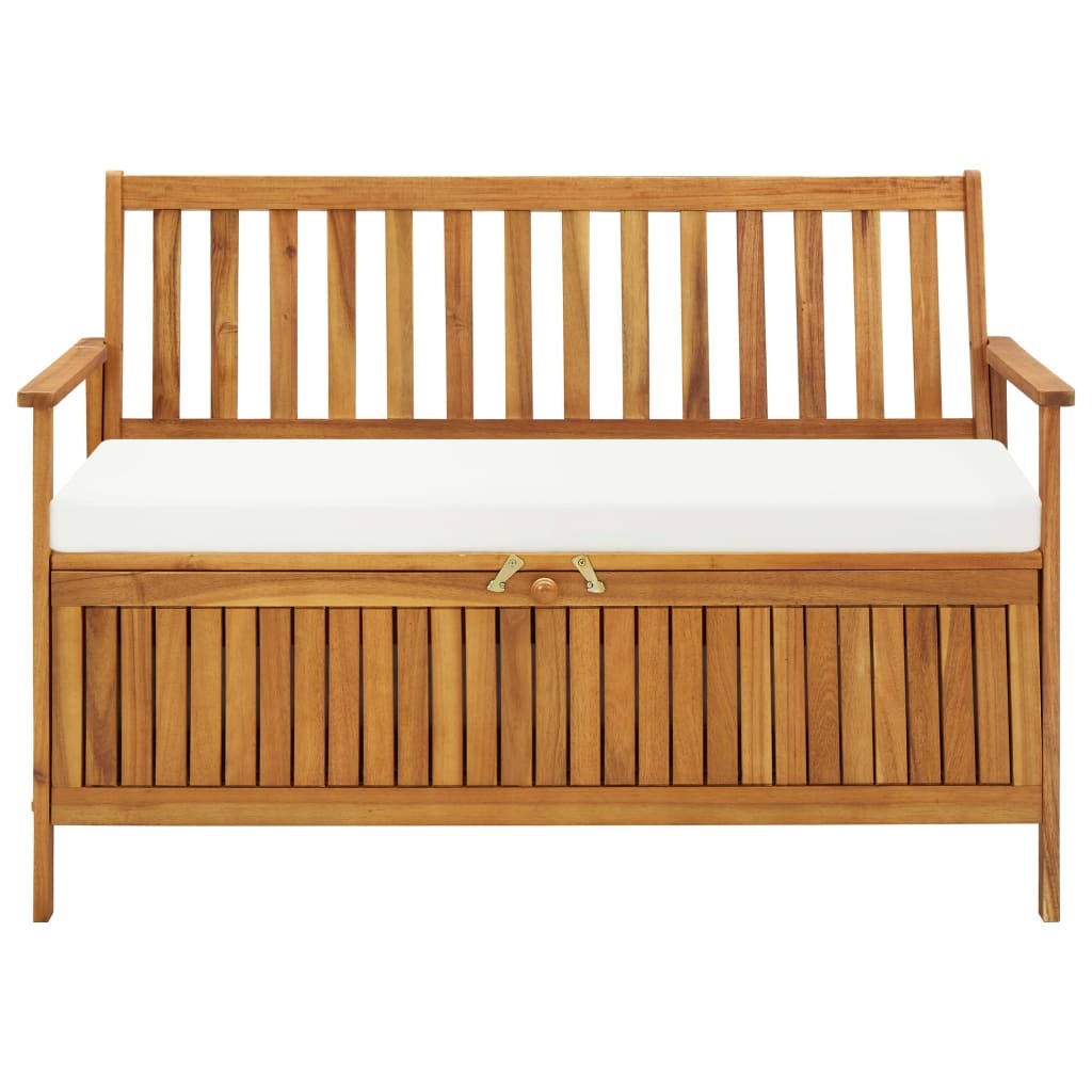Outdoor patio storage bench made of solid acacia wood by American Smart, measuring 47.2"x24.8"x33.1" for outdoor seating.