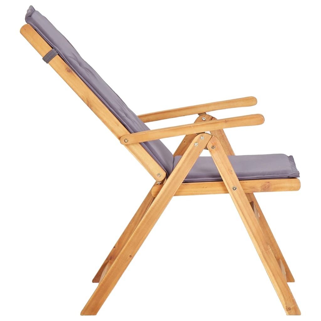 Two brown solid acacia wood reclining patio chairs for outdoor seating, featuring a sturdy and stylish design by American Smart.