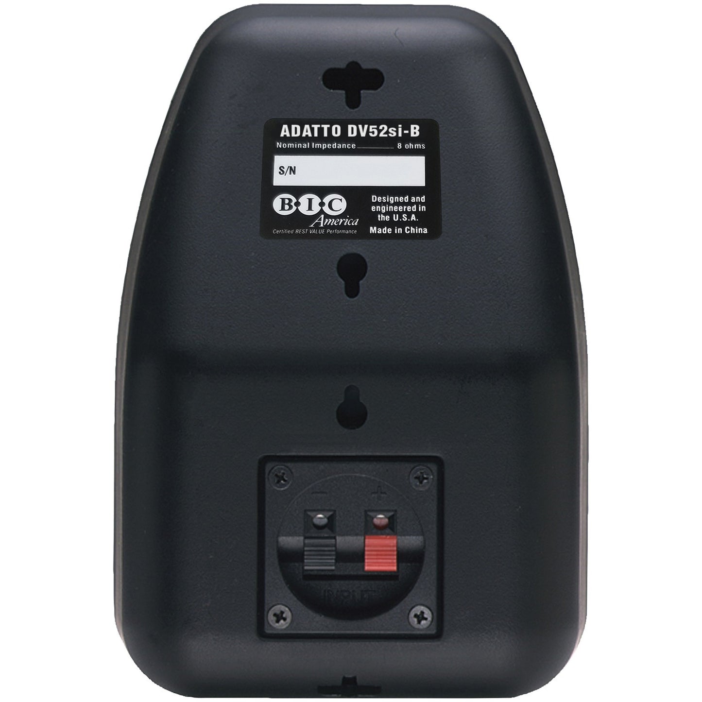 Black BIC America ADATTO DV52SI outdoor bookshelf speakers with weather-resistant design and 125-watt power handling.