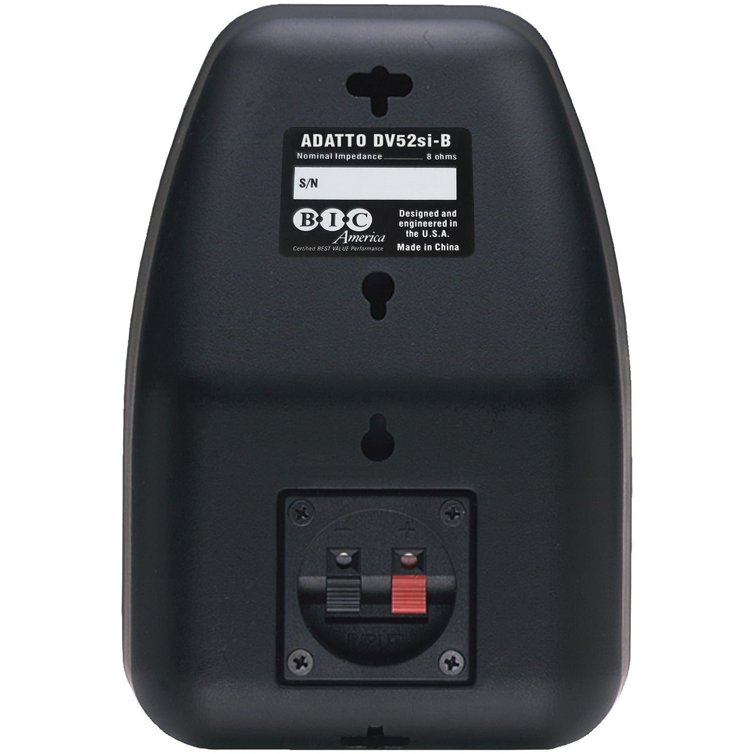 Black BIC America ADATTO DV52SI outdoor bookshelf speakers with weather-resistant design and 125-watt power handling.