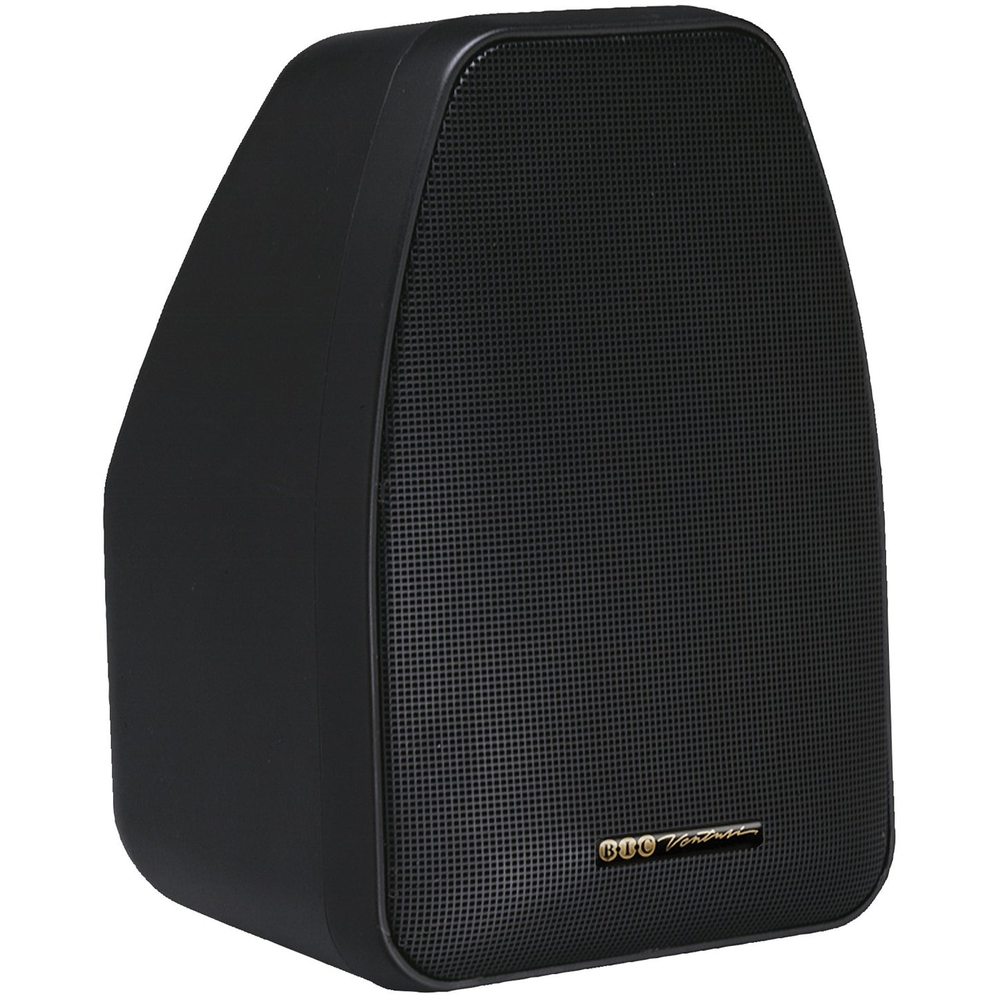 Black BIC America ADATTO DV52SI outdoor bookshelf speakers with weather-resistant design, 5.25-inch drivers, 125-watt power output