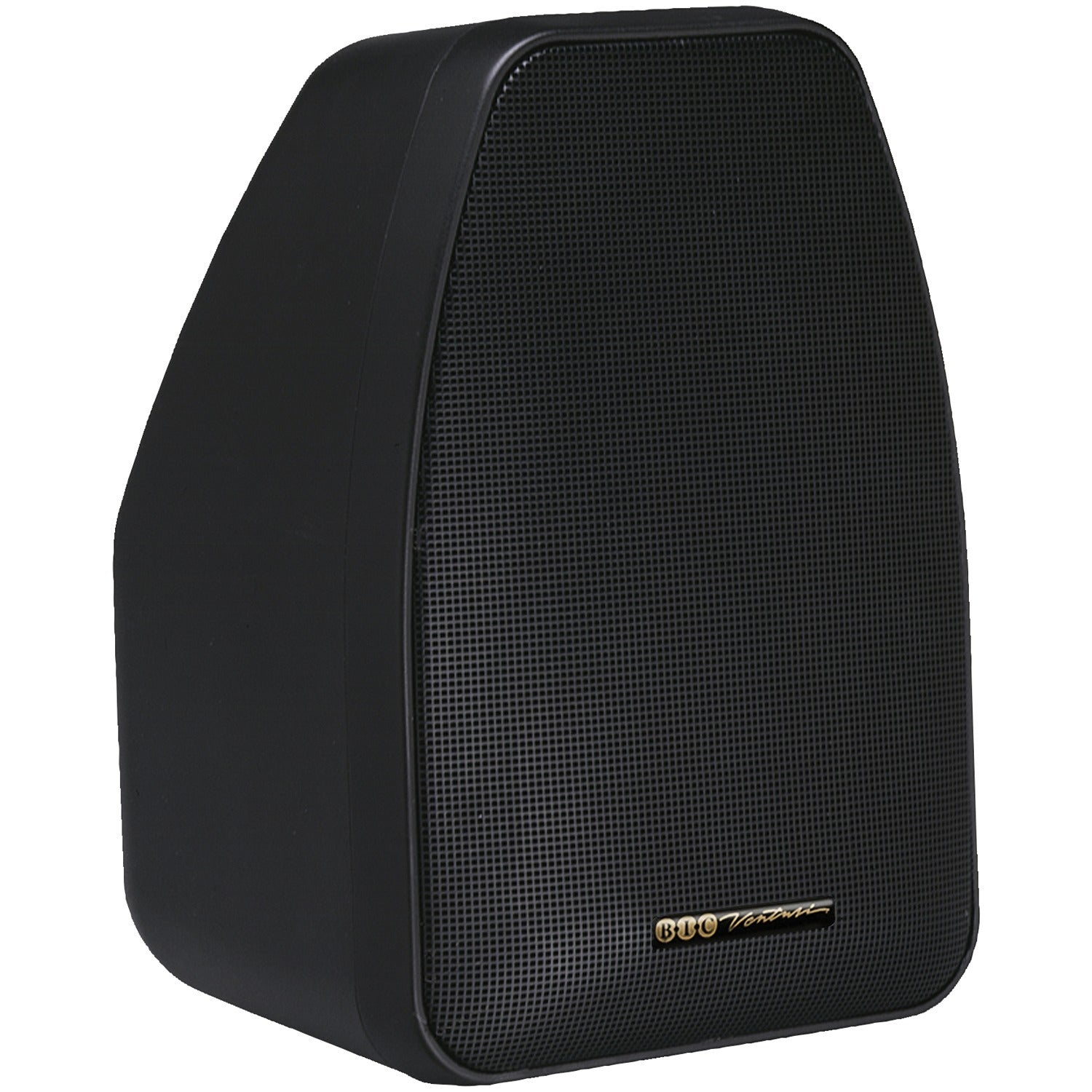 Black BIC America ADATTO DV52SI outdoor bookshelf speakers with weather-resistant design, 5.25-inch drivers, 125-watt power output