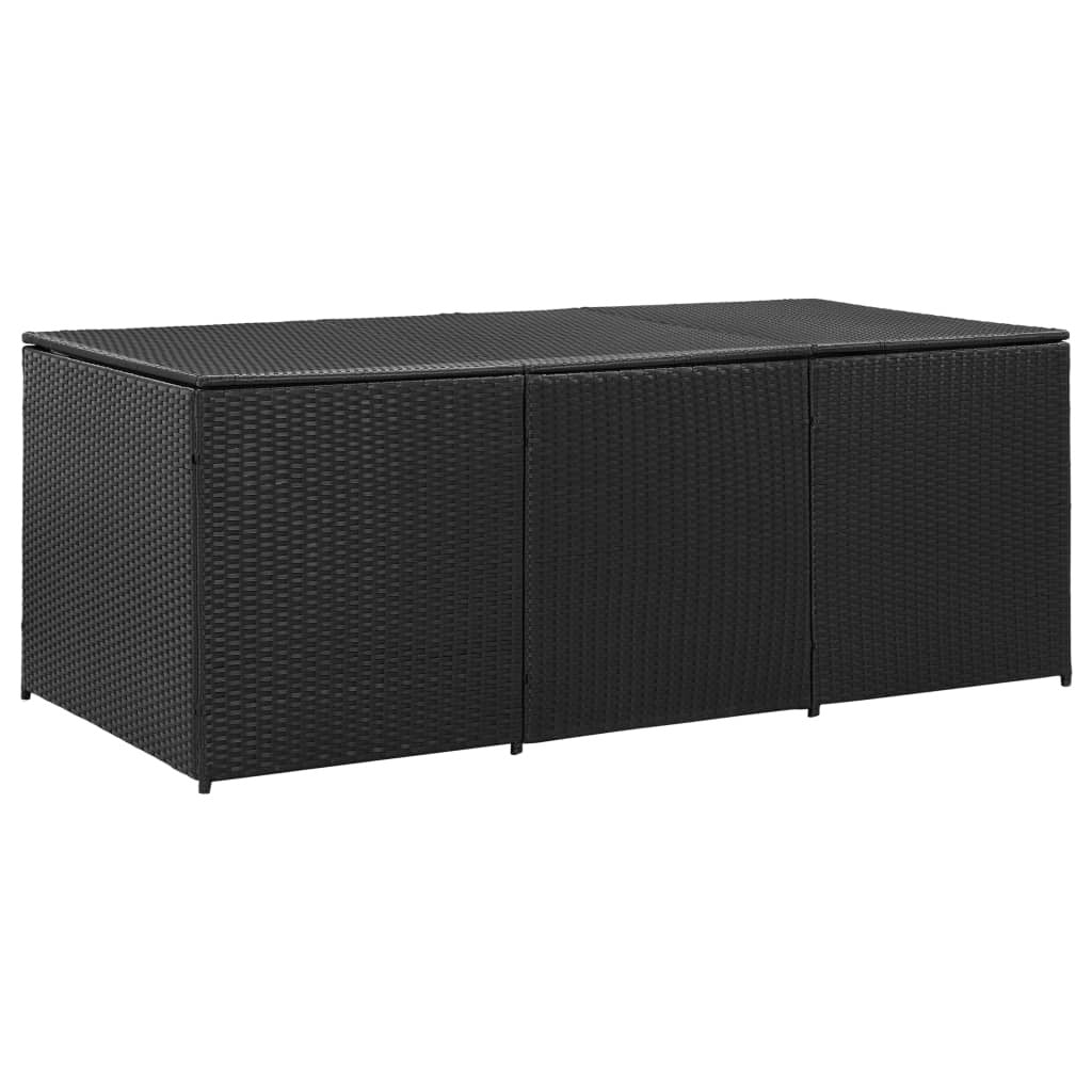 Black American Smart outdoor patio storage box made of poly rattan, 70.9"x35.4"x27.6" for outdoor storage and organization