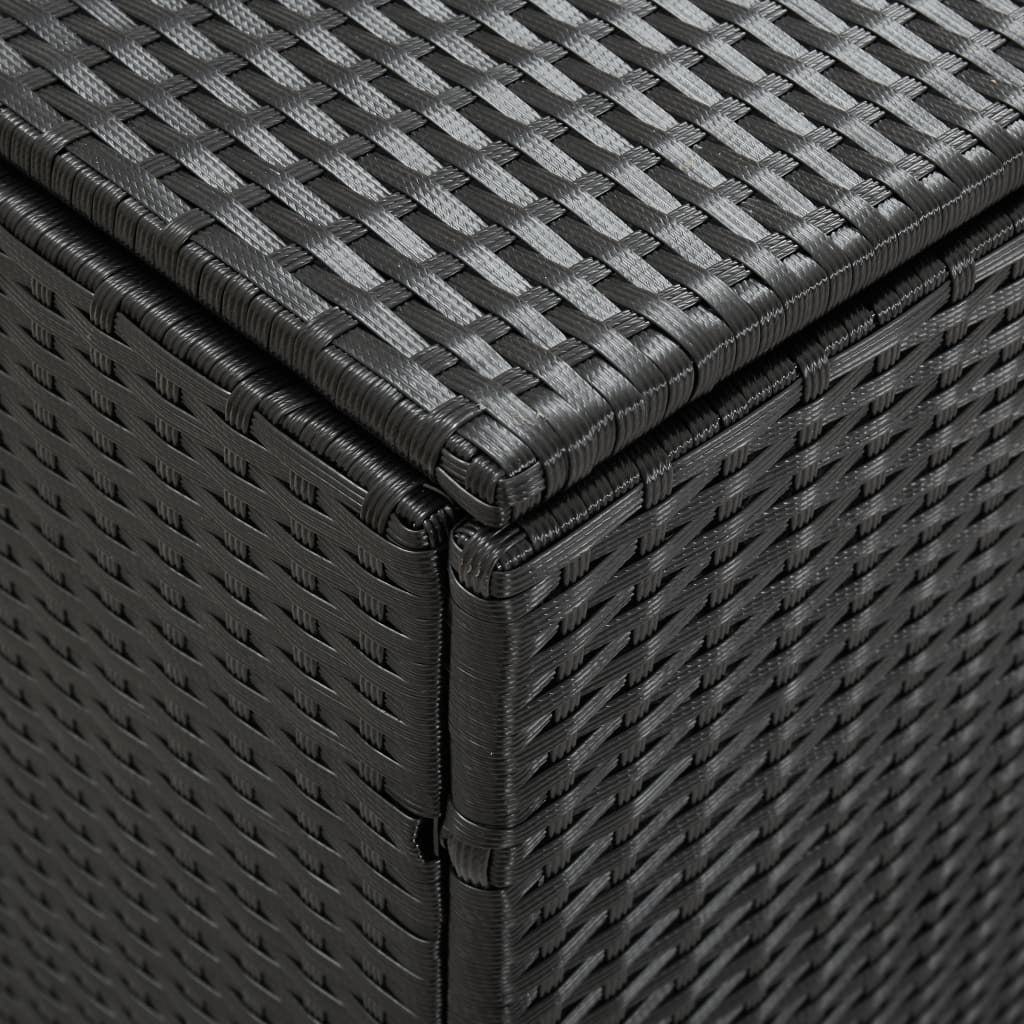 Black patio storage box made of poly rattan, 70.9x35.4x27.6 inches, outdoor storage solution by American Smart WB.
