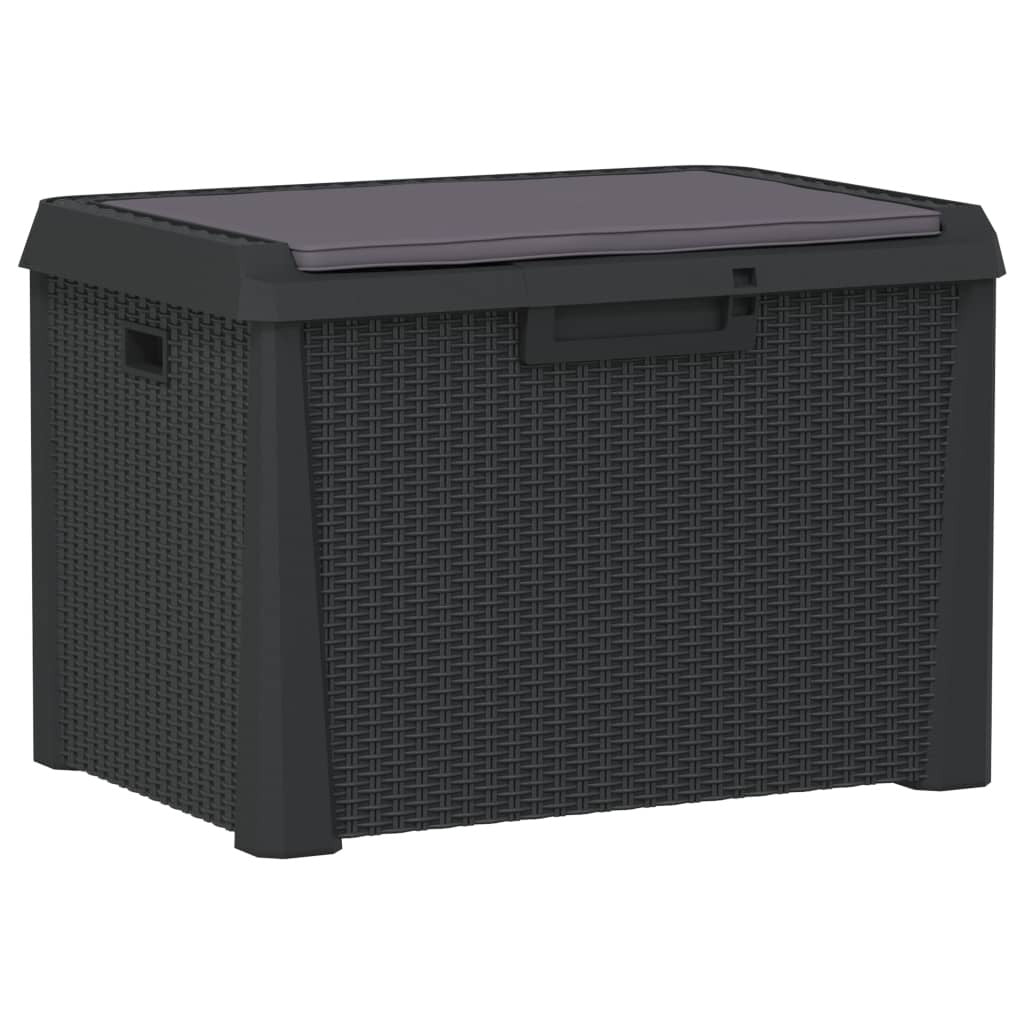 Anthracite outdoor patio storage box with seat cushion, 33-gallon capacity, made of durable PP by American Smart WB.