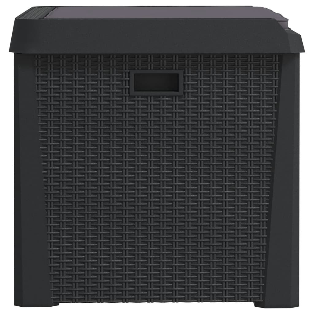 Anthracite outdoor patio storage box with seat cushion, 33-gallon capacity, made of durable polypropylene by American Smart WB.