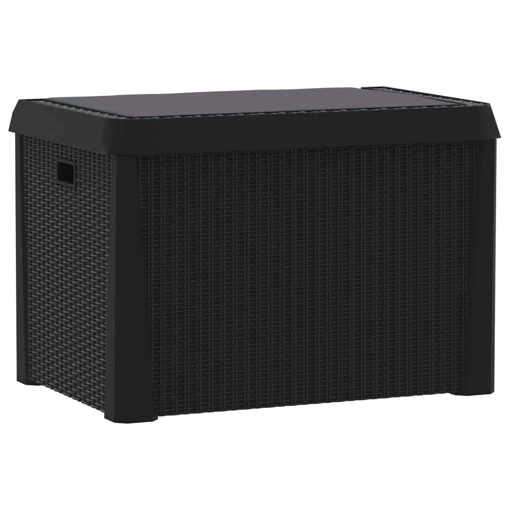 Anthracite outdoor patio storage box with seat cushion, 33-gallon capacity, made of polypropylene by American Smart WB.