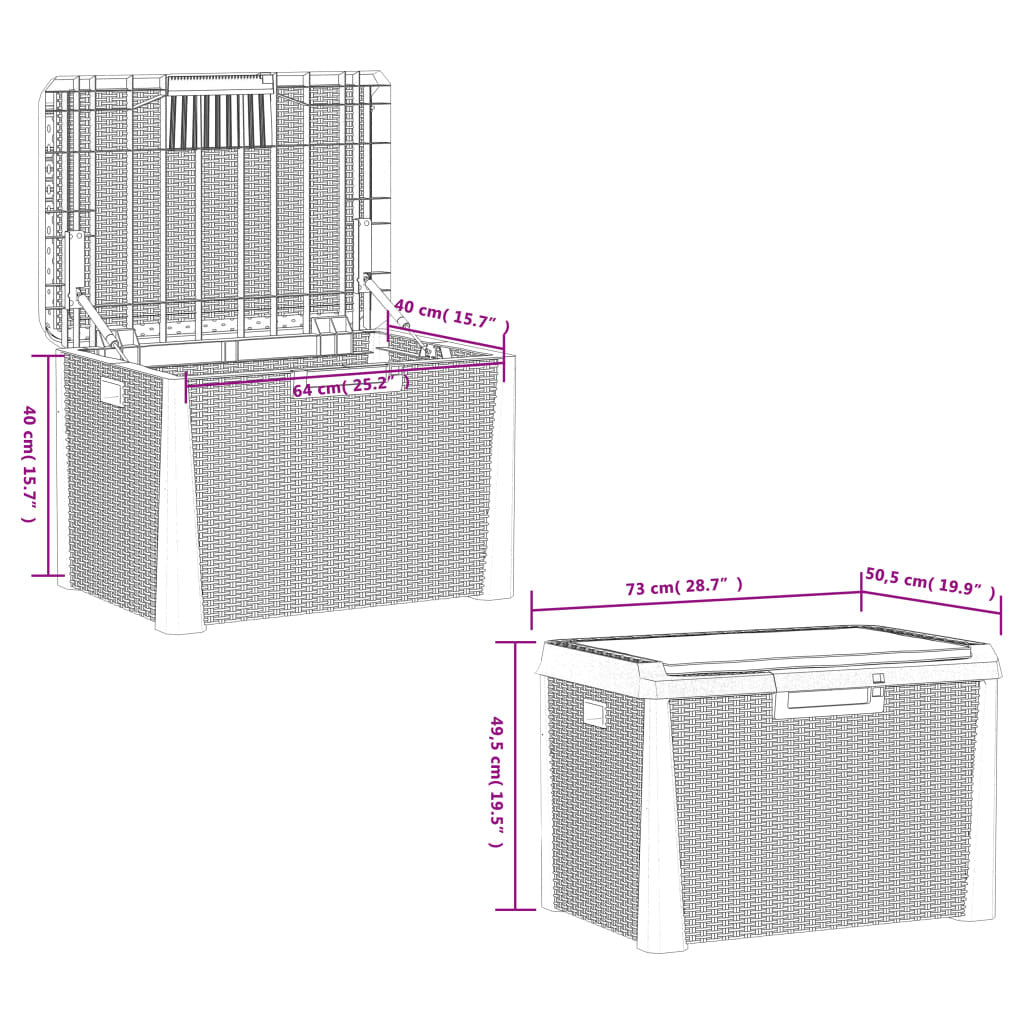 Anthracite patio storage box with seat cushion, American Smart WB outdoor storage solution, 33-gallon capacity, polypropylene.