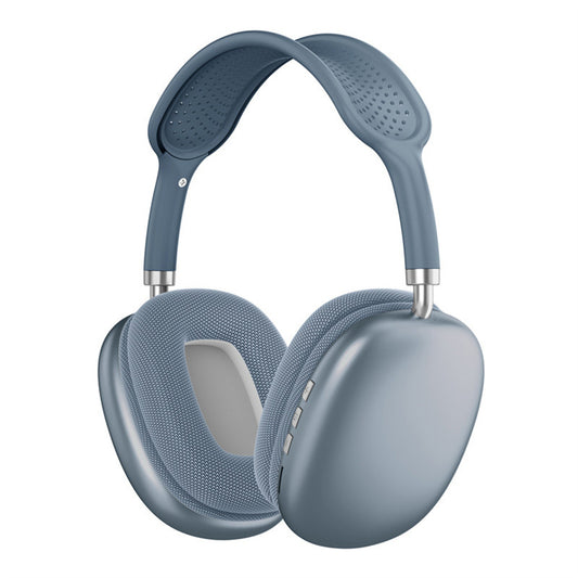 American Smart P9 TWS Bluetooth 5.3 over-ear gaming headphones with microphone, stereo Hi-fi sound, noise canceling, blue color.