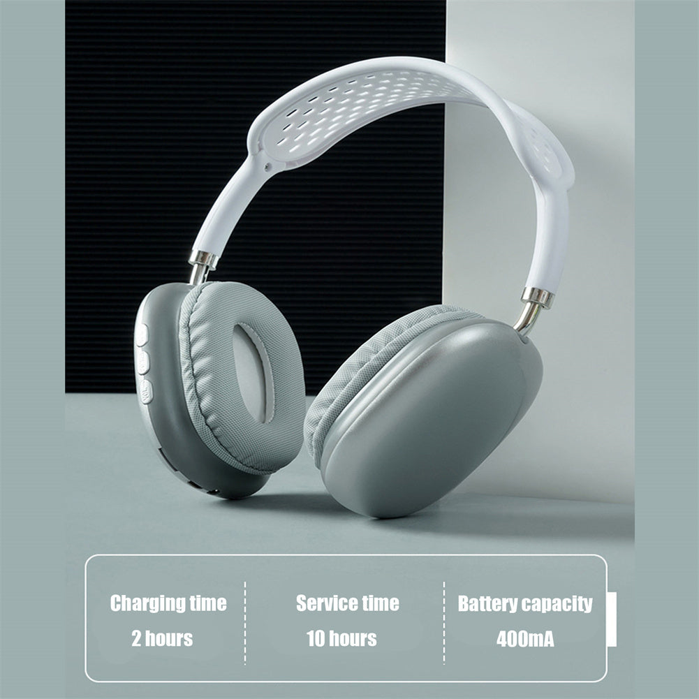 American Smart P9 TWS wireless Bluetooth over-ear headphones with microphone, stereo hi-fi sound, noise canceling, blue color.
