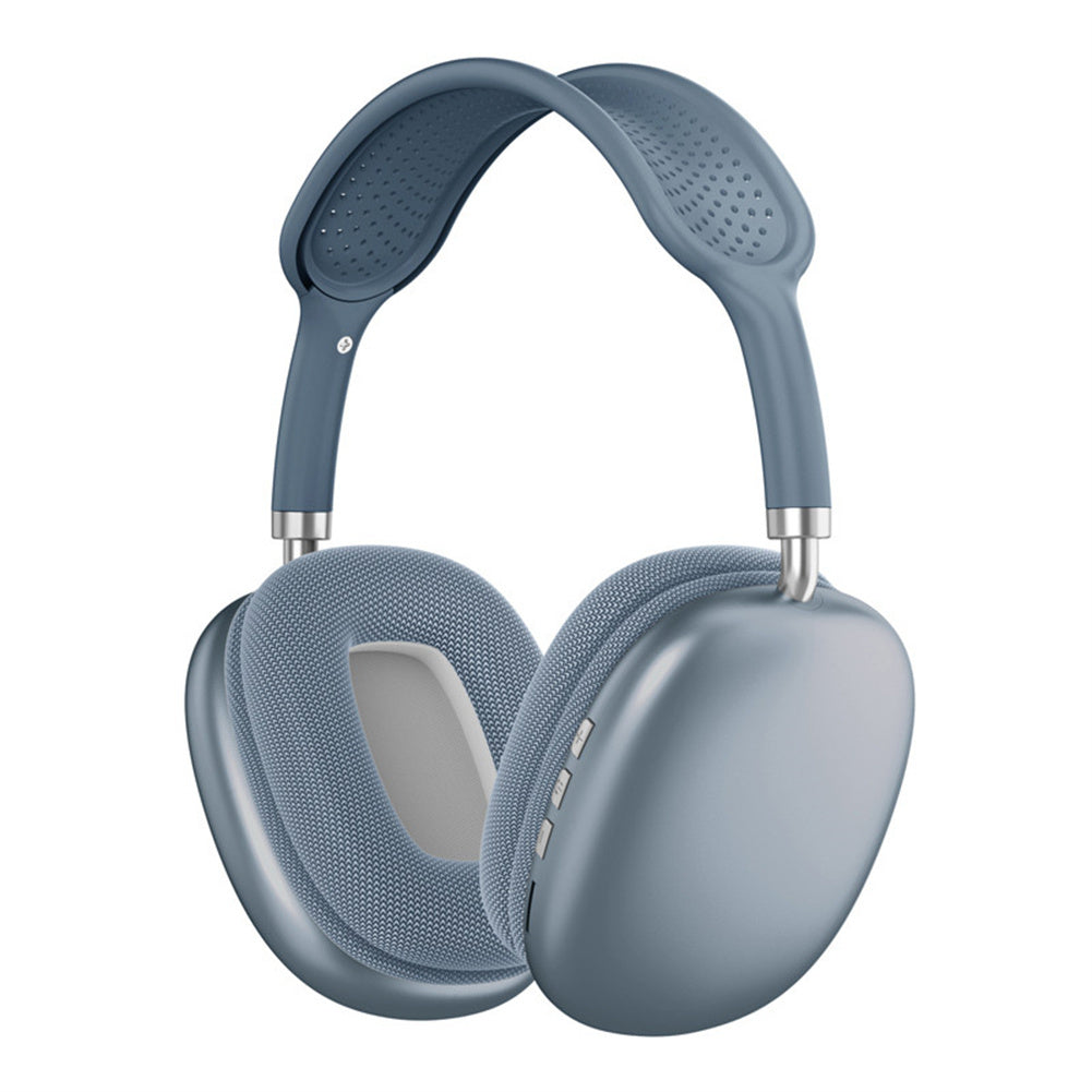 American Smart P9 TWS Bluetooth 5.3 over-ear headphones with microphone, stereo Hi-fi sound, noise canceling, blue gaming headset.