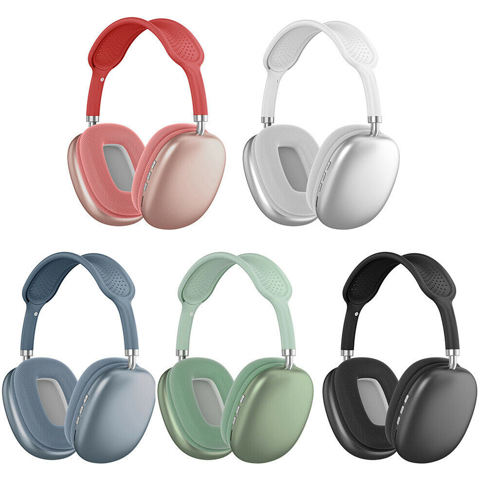 American Smart P9 TWS wireless Bluetooth over-ear headset with microphone, stereo sound, Hi-fi quality, noise canceling, blue color.
