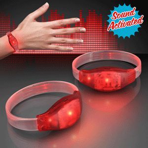 Sound activated red LED bracelet from American Smart, perfect for concerts and party supplies, with glowing red lights.