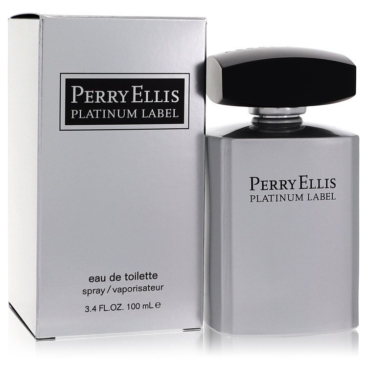 Perry Ellis Platinum Label men's Eau De Toilette spray in 3.4 oz bottle, featuring sleek packaging and branding.
