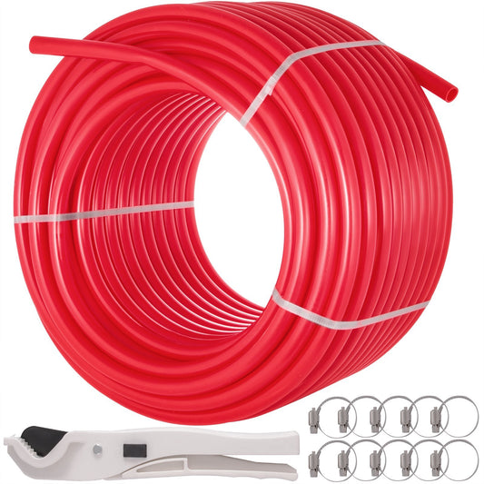 Red 1-inch PEX pipe tubing, 300ft non-barrier PEX-B for radiant water plumbing, by American Smart WB.