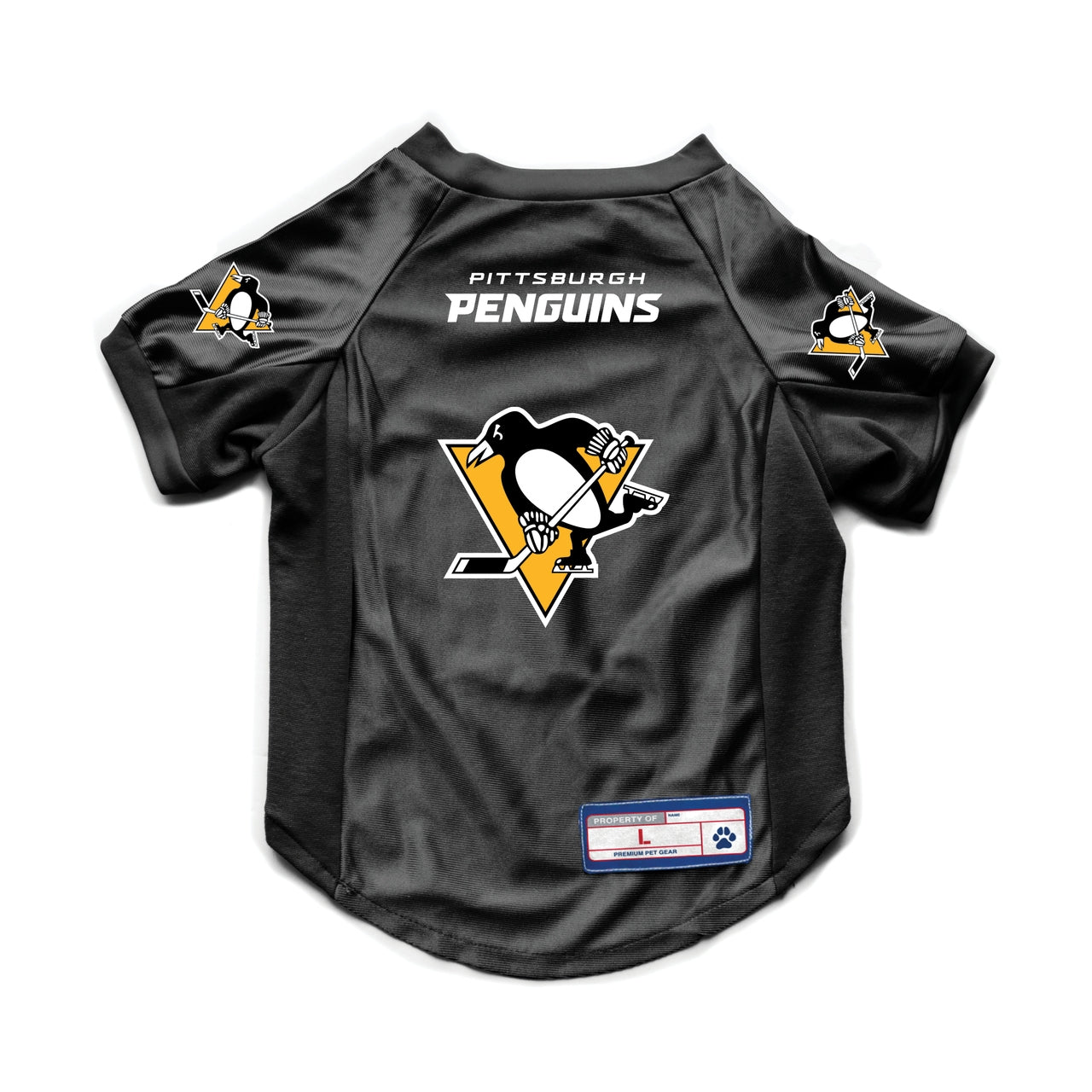 Pittsburgh Penguins pet jersey in size L by American Smart WB, featuring team logo and hockey jersey design for pets.