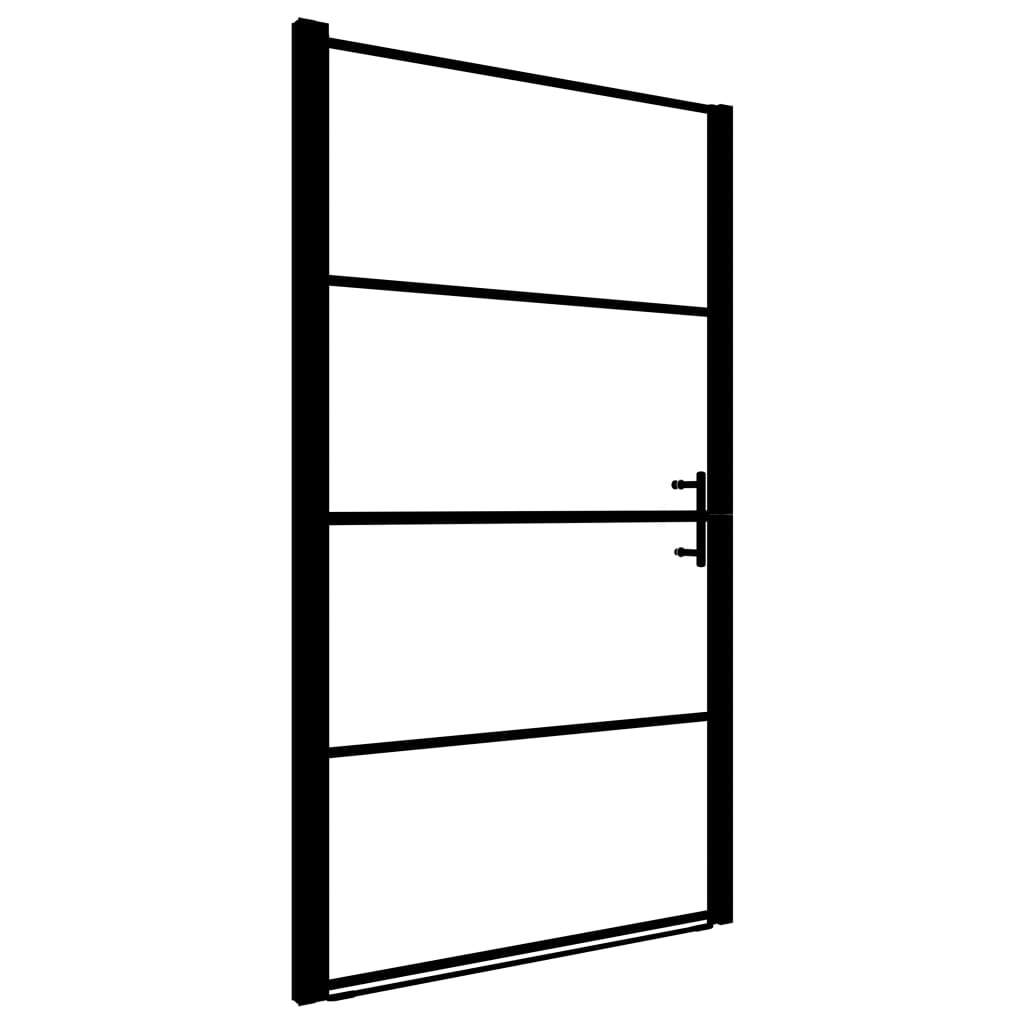 Frosted tempered glass shower door by American Smart WB, 39.4x70.1 inches, with black hardware for plumbing fixture installation.