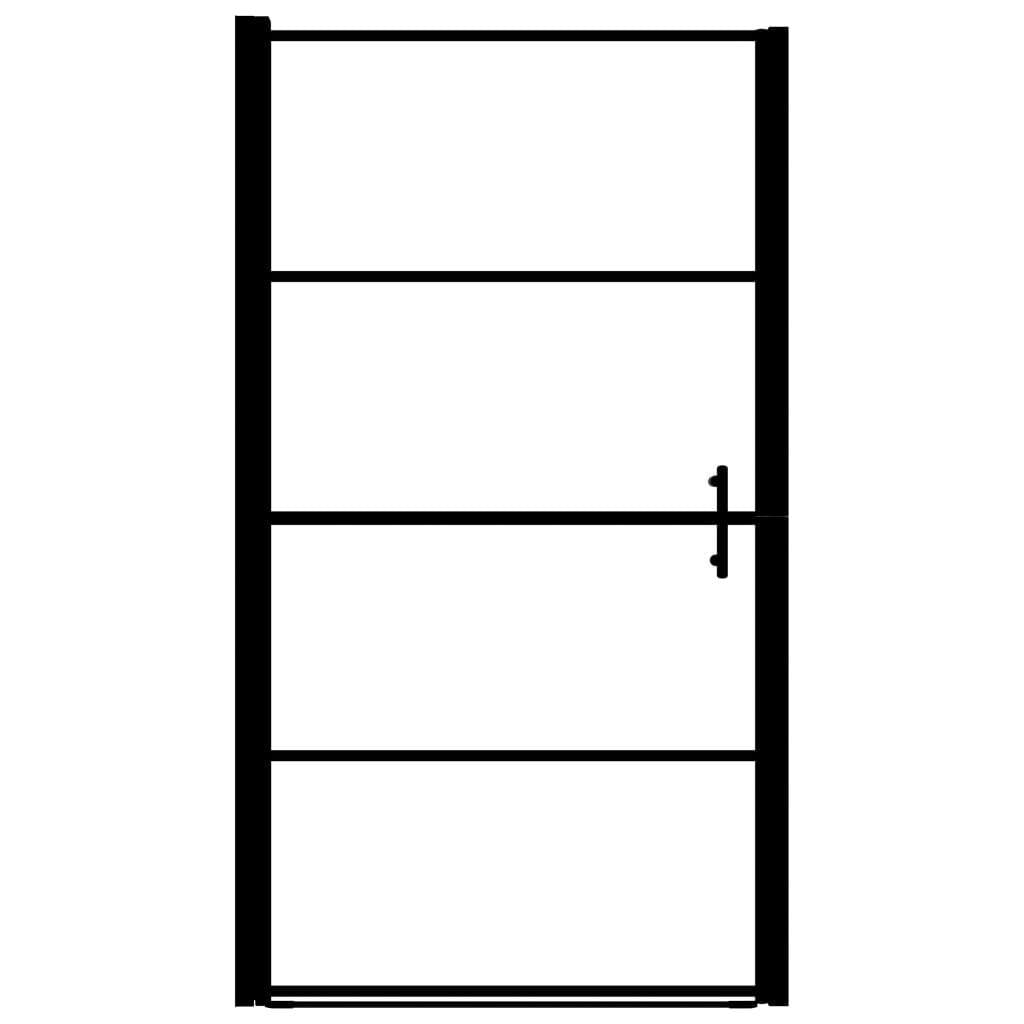 Frosted tempered glass shower door in black, 39.4"x70.1", part of American Smart plumbing fixture hardware.