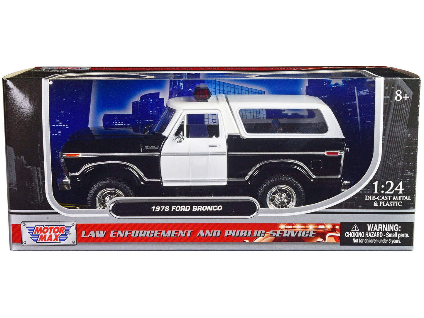 1978 Ford Bronco police car diecast model by American Smart WB, black and white unmarked law enforcement vehicle, detailed scale model