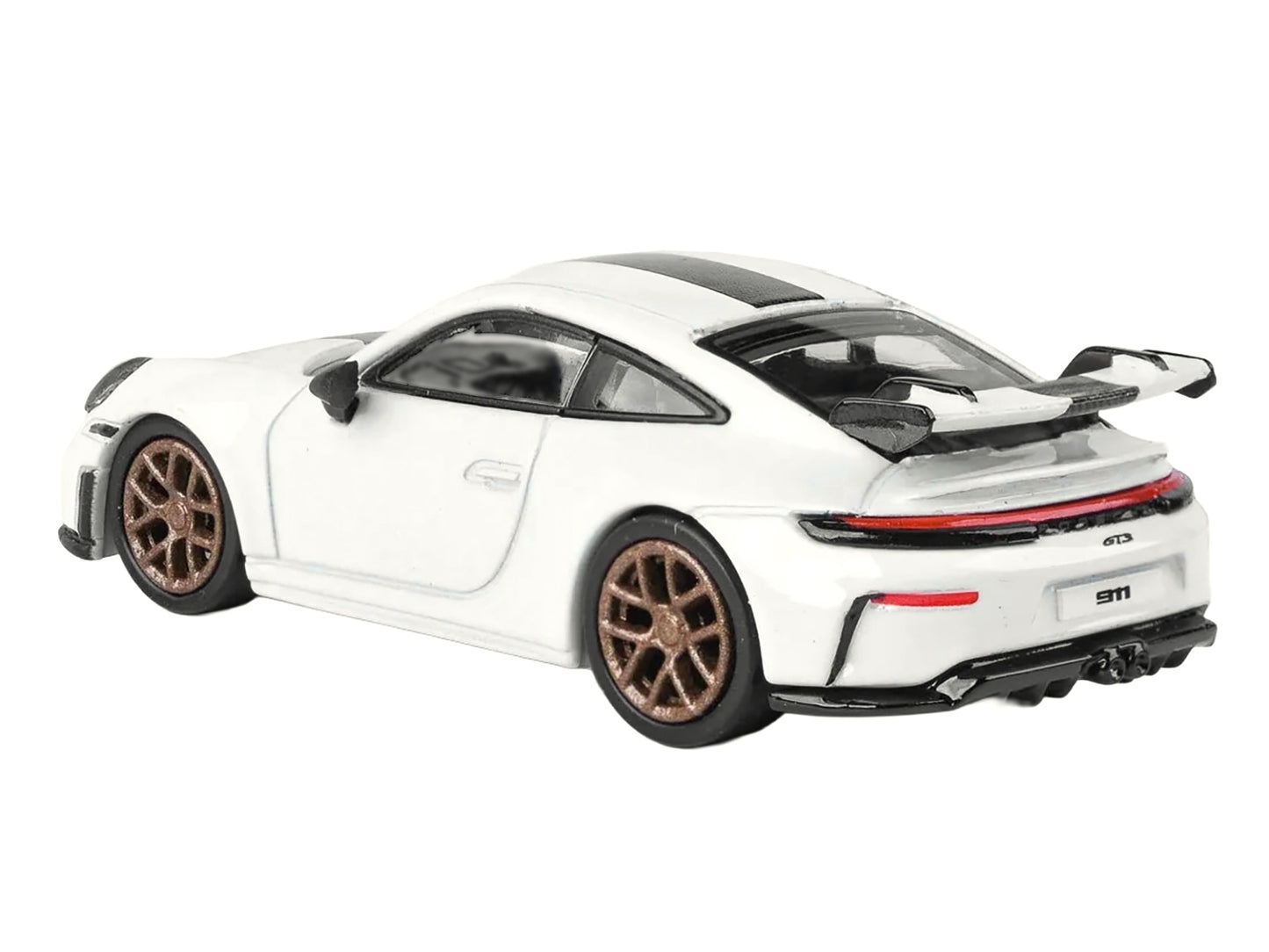2025 Porsche 911 GT3 1/64 diecast model car in Grand Prix White with carbon stripe by American Smart WB
