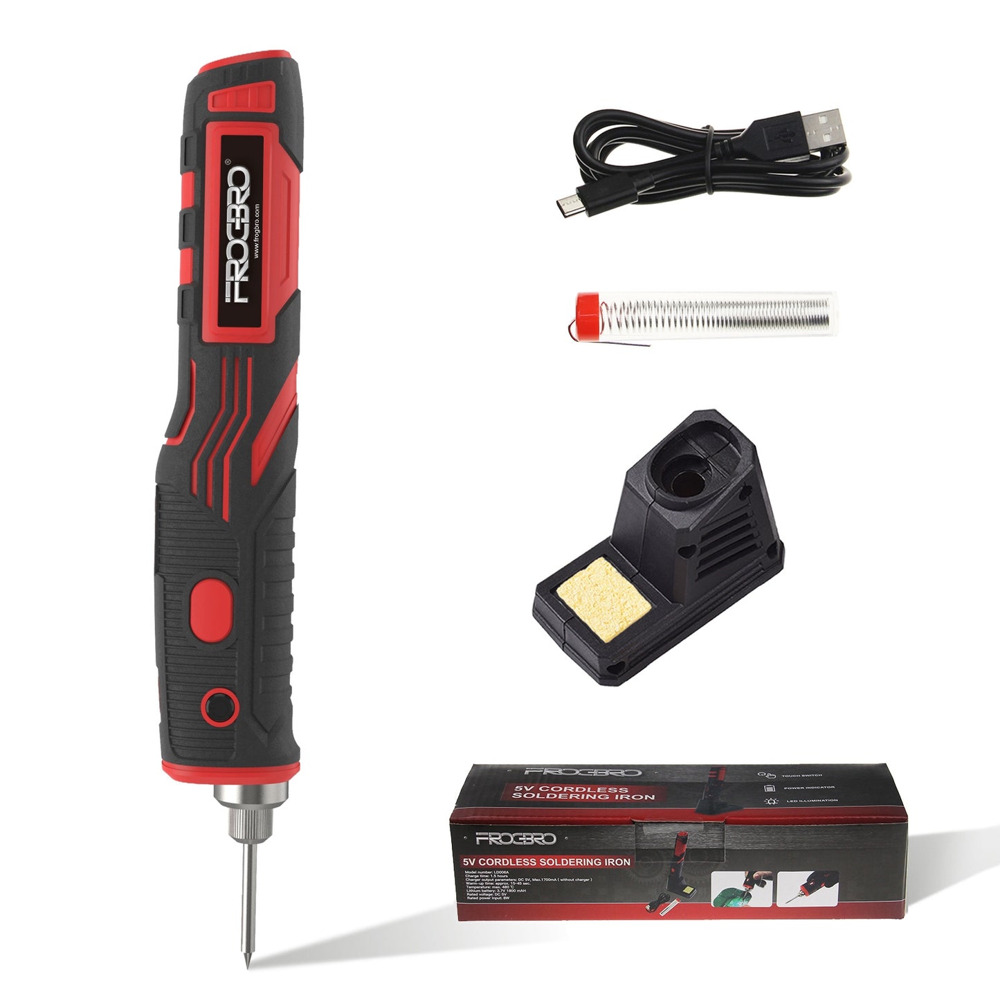 American Smart WB 1800mAh wireless rechargeable soldering iron, portable electronic repair tool, cordless and lightweight design.