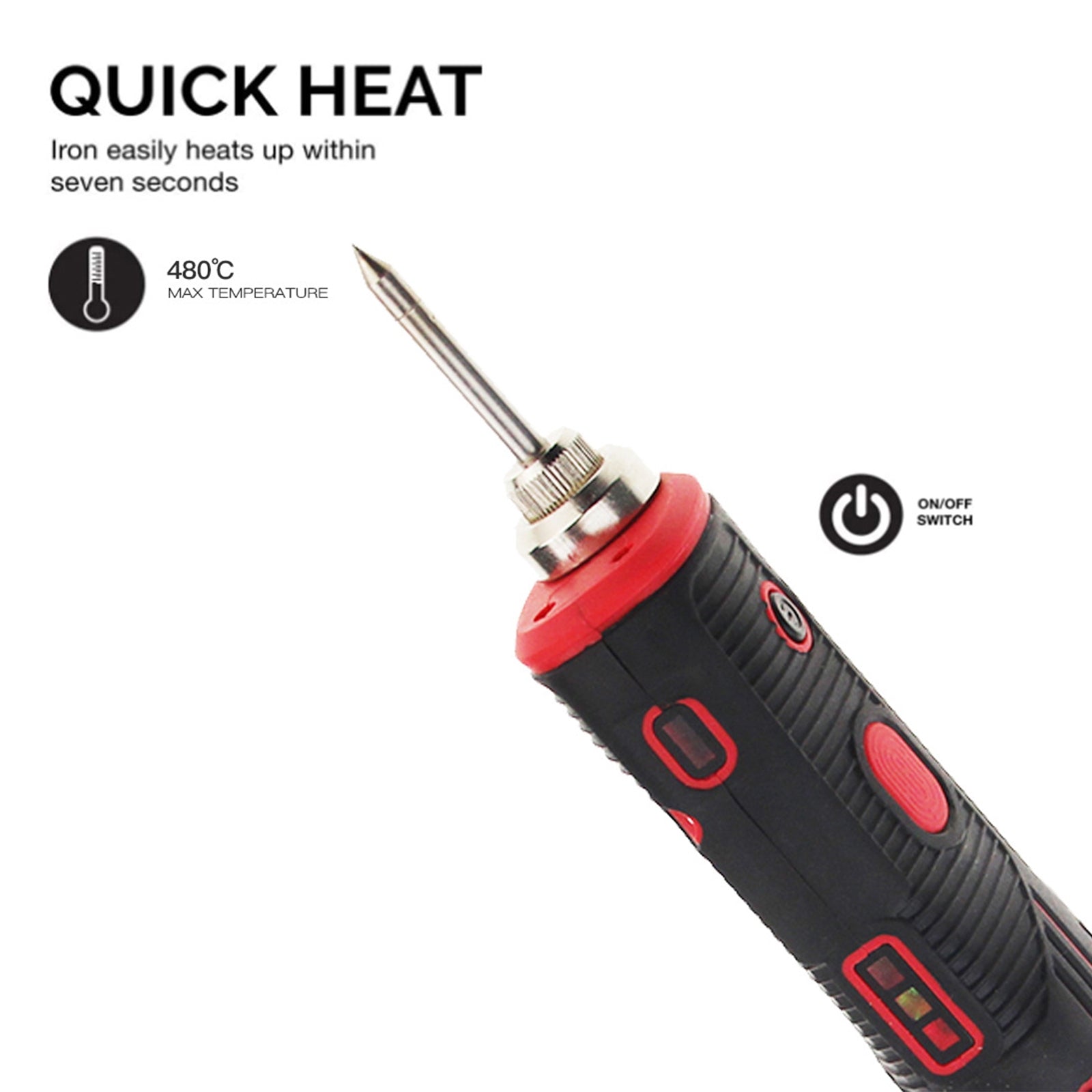 American Smart WB 1800mAh wireless rechargeable soldering iron, portable electronic repair tool with sleek design and compact build.