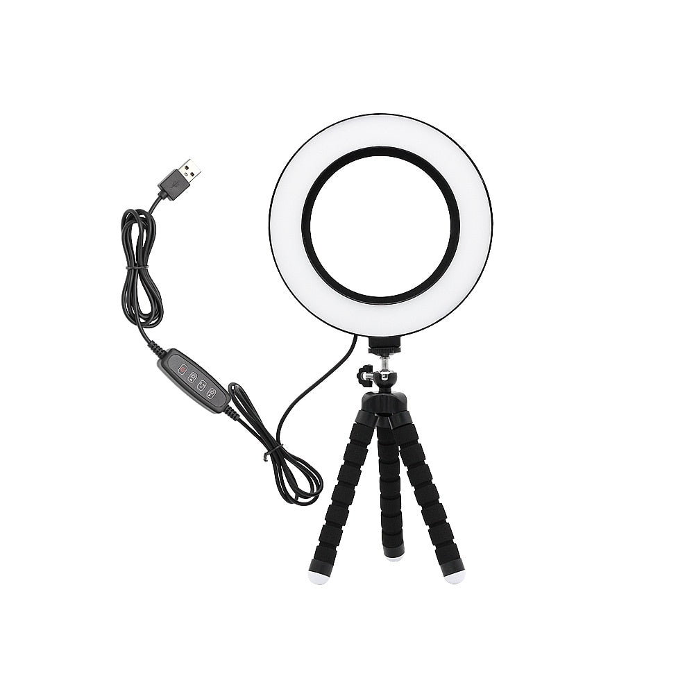American Smart WB dimmable LED selfie ring light for photography, featuring adjustable brightness and even lighting for photos.